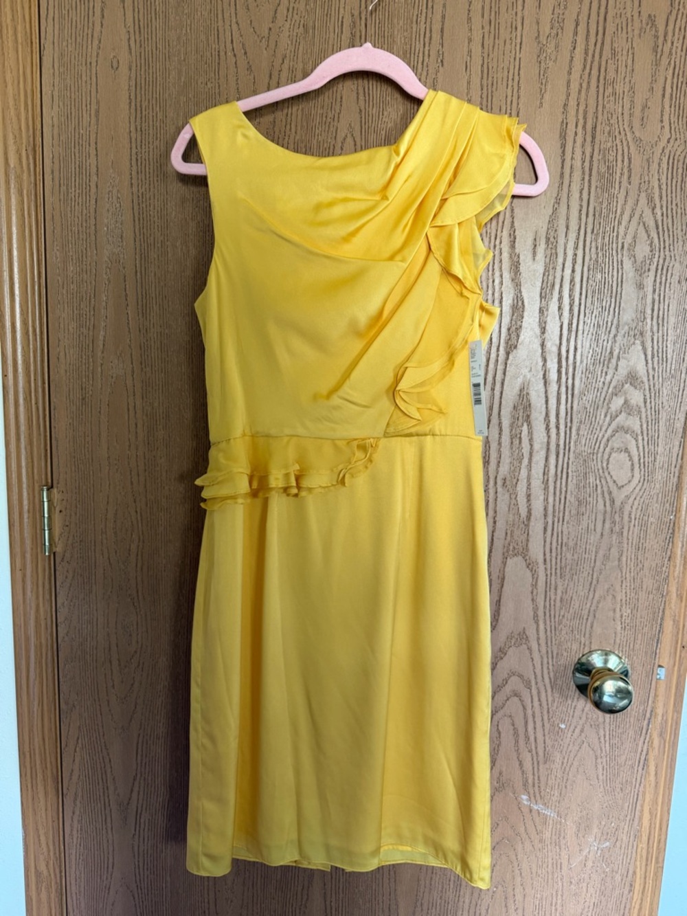 ANTONIO MELANI Yellow One-Shoulder Ruffle Dress
